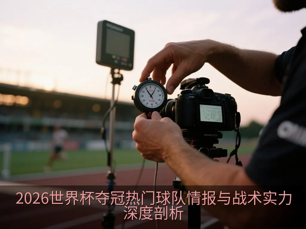 黄昏时刻的现代足球场，草坪翠绿，看台灯光璀璨